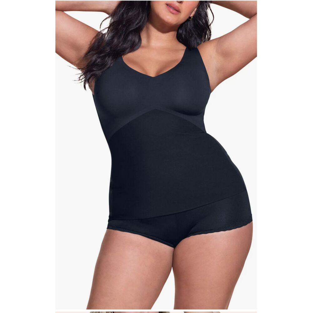 Honeylove LiftWear Black Tank Sculpting Wireless Bra Shapewear XL Push-Up